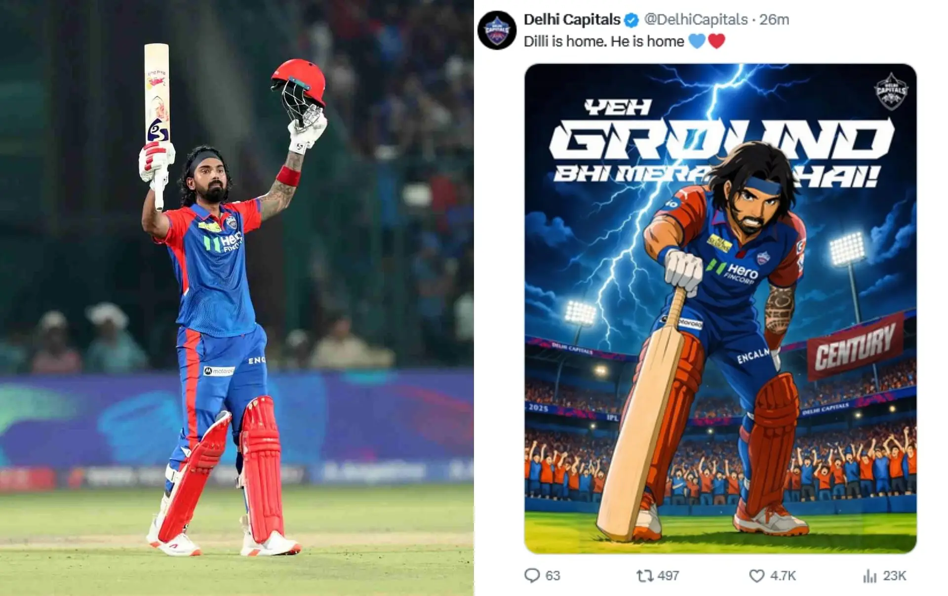 Fans hail KL Rahul on X as he smacks ton during DC vs GT clash